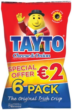 Tayto Cheese & Onion Crisps 6 Pack E2.00 PMP