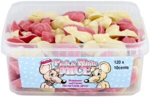 Alma Pink & White Mice Strawberry & Cream Choc 10c
