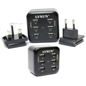 Lvsun 6-Port Wall Charger with UK/US Travel Adapter 6.8A/34W