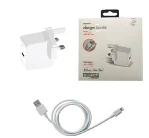 Ventev Fast Charger & MFI Lightning Bundle 2.4A(12W) White