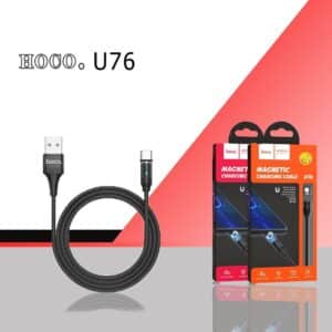 Hoco U76 Fresh Magnetic Lightning Charging Cable Black