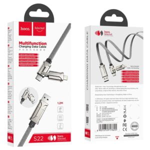 Hoco S22 Woven Braid Magic Cube Charging Cable (1.2m) Grey&White