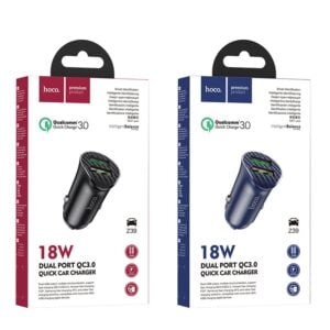 Hoco Z39 Farsighted Dual Port QC3.0 Car Charger (Blue)