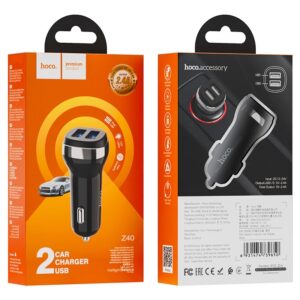 Hoco Z40 Superior Dual USB Port Car Charger Black