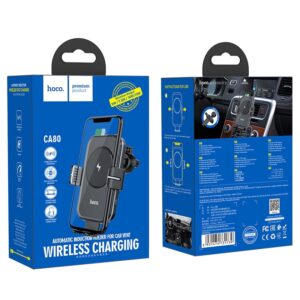 Hoco CA80 Buddy Smart Air-Vent Fast Wireless Charging Car Holder (Black&Grey)