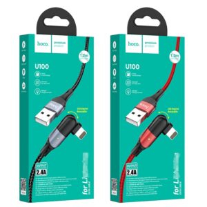 Hoco U100 Orbit Lightning (2.4A) Charging Data Cable Black