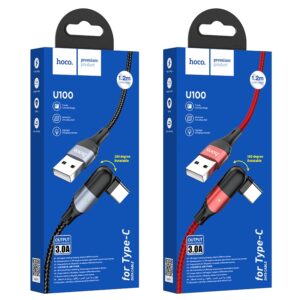 Hoco U100 Orbit Type-C (3.0A) Charging Data Cable Red