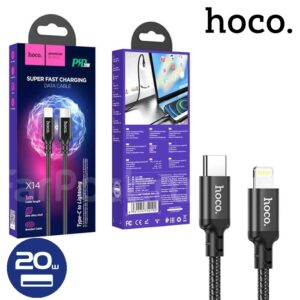 Hoco X14 Double Speed Lightning PD 20W Charging Data Cable 1M Black