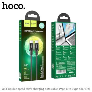 Hoco X14 Double Speed Type-C to Type-C 60W Charging Data Cable 1M Black