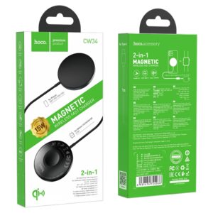 Hoco CW34 2 in 1 Soarer Magnetic Wireless Charger 15W Black