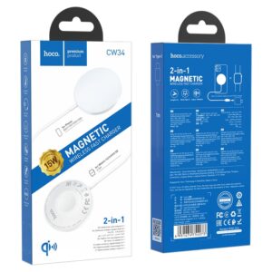 Hoco CW34 2 in 1 Soarer Magnetic Wireless Charger 15W White
