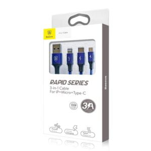Baseus Rapid Series 3-in-1 Lightning+ Micro + Type-C (1.2m) Cable Blue
