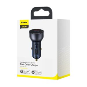 Baseus CCKX-C0G Particular Digital Display QC+PPS Dual Quick Charger Car Charger 65W Dark Gray