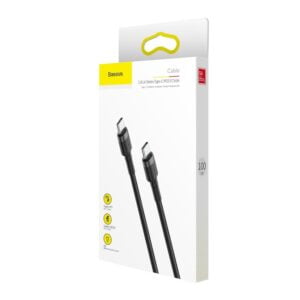 Baseus CATKLF-GG1 Cafule Braded Type-C To Type-C PD2.0 60W (20V 3A) (L=1M) Grey+Black