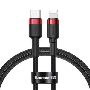 Baseus CATLKLF-91 Cafule Braded Ligntning To Type-C PD 18W Cable (L=1M) Red+Black