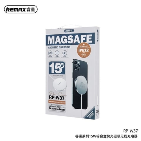 Remax RP-W37 Rezi Series 15W Zinc Alloy Magnetic Wireless Fast Charger (White)