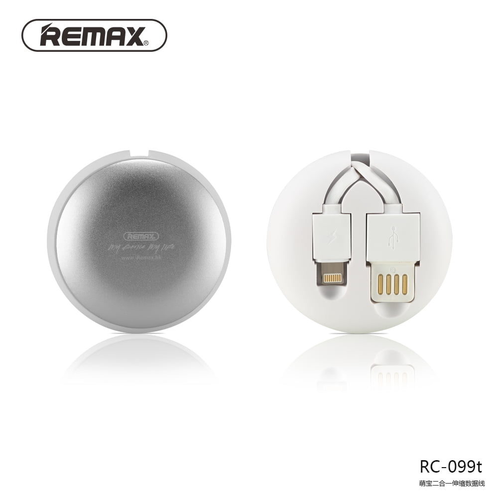 Remax Rc-099t Retractable 2 In 1 Usb Cable Lighting & Micro White