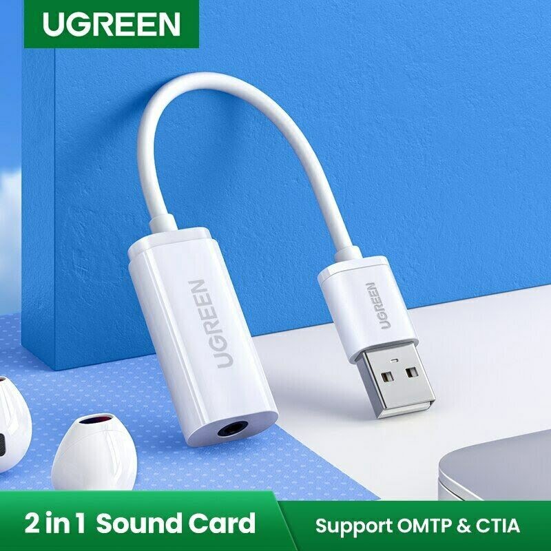 UGREEN 30712 USB A Male to 3.5 mm Aux Cable White