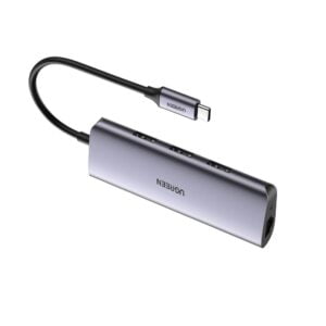 UGREEN 60718 Premium Multi-function USB-C to 3 x USB (3.0)+RJ45+Micro USB Adapter (Black)