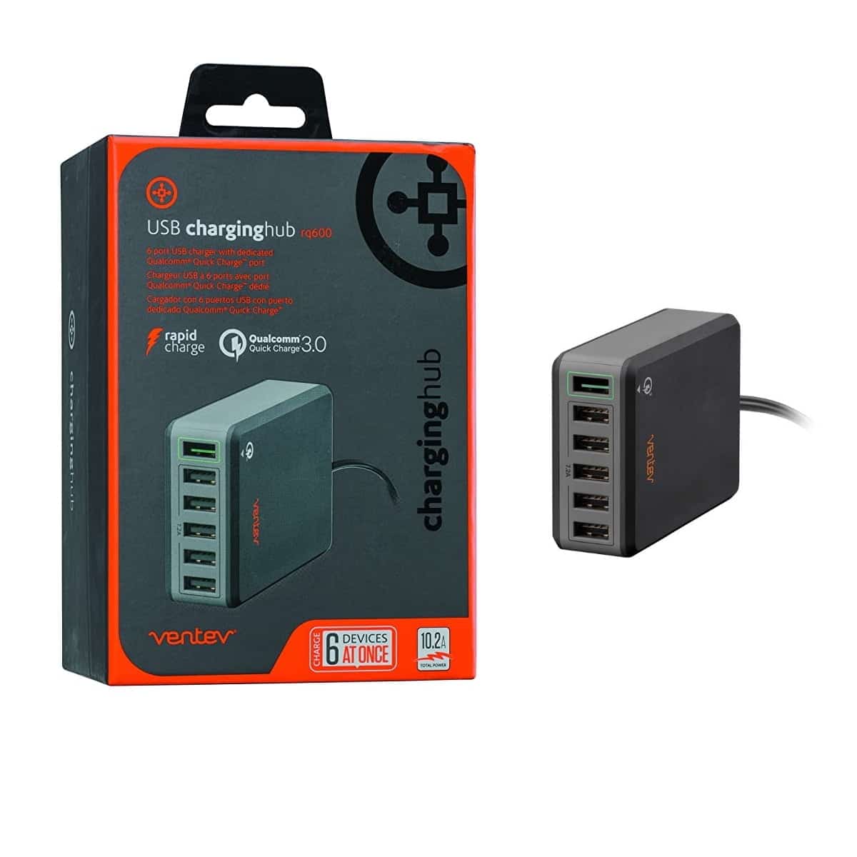 Ventev USB RQ600 6 Port Fast Charging Hub + 2600mAh Powercell 5V/10.2A EU