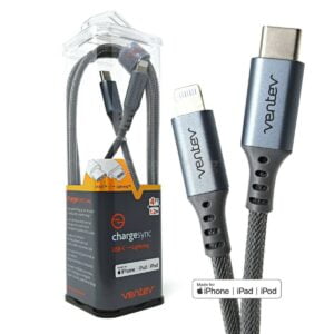 Ventev Essential Type-C To Lightning MFI Breaded Cable Black