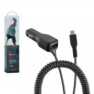 Ventev Dashport 2USB 3ft USB-A + Micro Quick Car Charger 17W/3.4A