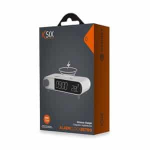 KSix 10W Wireless Charger With Alarm Clock Retro White
