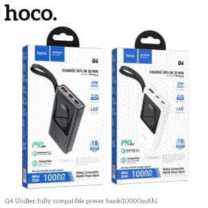 Hoco Q4 Unifier Fully Compatible 22.5W ABS+PC Flame-Retardant Shell Power Bank(10000mAh) Black