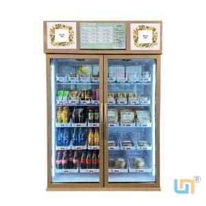 Double Door Smart Vending Fridge For Vegetable Egg Fruit Frozen Meat Snack And Drink. Self Service Store Vending Machine Soluiton