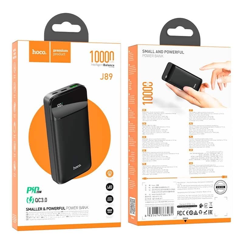 Hoco J89 Fast Charging Power bank 20W (10000mAh) Black
