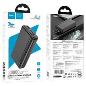 Hoco J91A Dual USB Flame Retardant Shell Power Bank 20000mAh Black