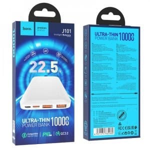 Hoco J101 Ultra Thin 22.5W Full Compatible Powerbank (10000mAh) White