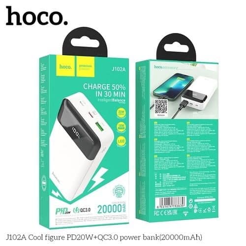 Hoco J102A Smart Slim PD20W+ QC3.0 PowerBank(20000mAh) White