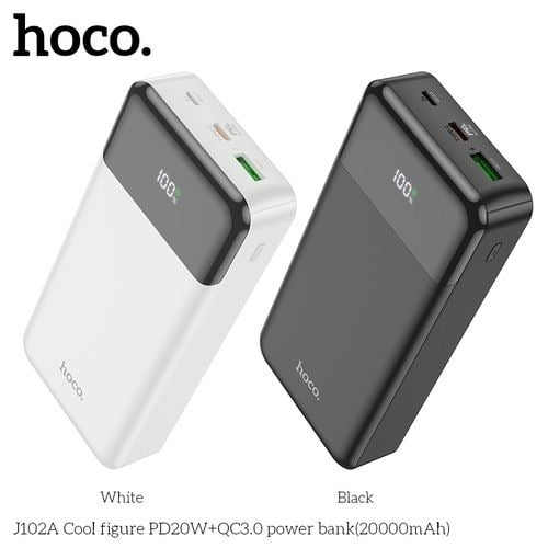 Hoco J102A Smart Slim PD20W+ QC3.0 PowerBank(20000mAh) White - Image 2