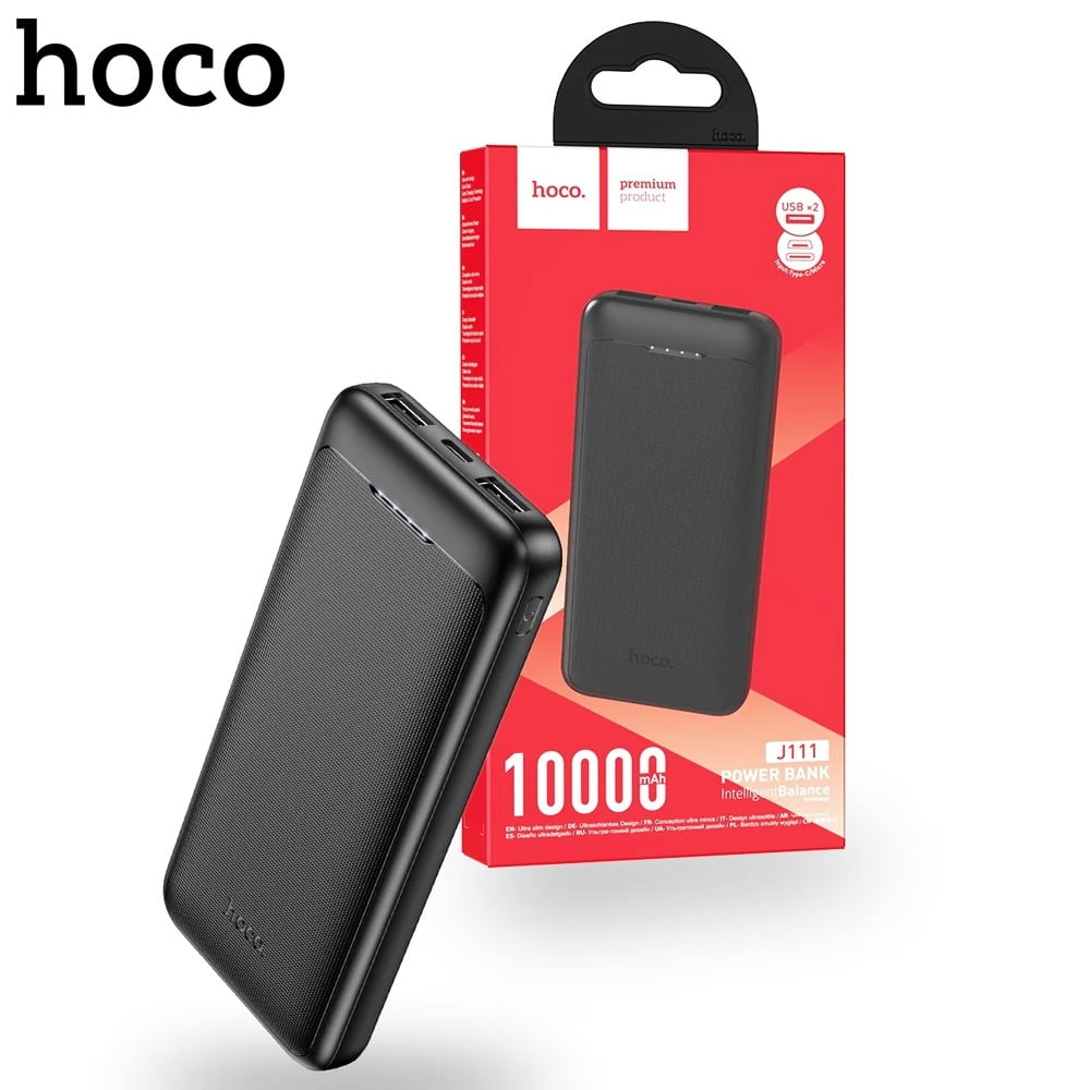 Hoco J111 Smart Slim Dual USB PowerBank(10000mAh) Black