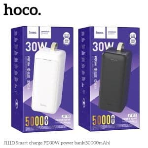 Hoco J111D Smart Charge Dual Out Power Bank PD30W (50000mAh) Black