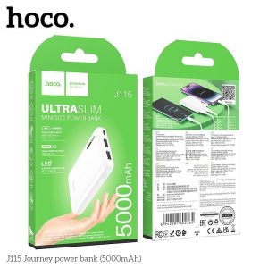 Hoco J115 Ultra Slim Mini Power Bank 5000 mAh White