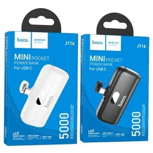 Hoco J116 Cool Charging Pocket Power Bank with Digital Display (Type-C) (5000mAh) Black