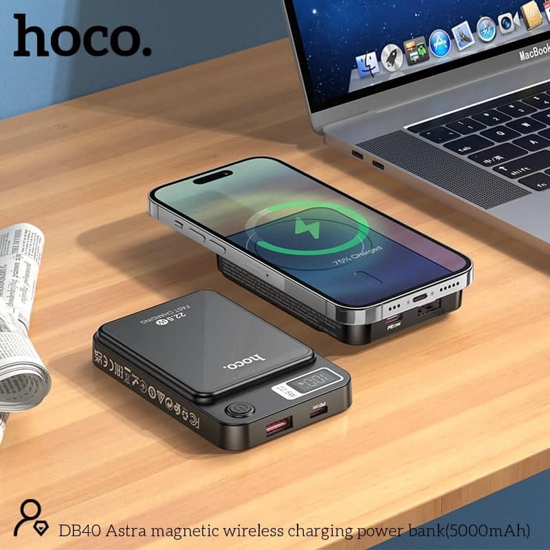 Hoco DB40 Astra Magsafe Wireless Charging Power Bank (5000mAh) Black - Image 3