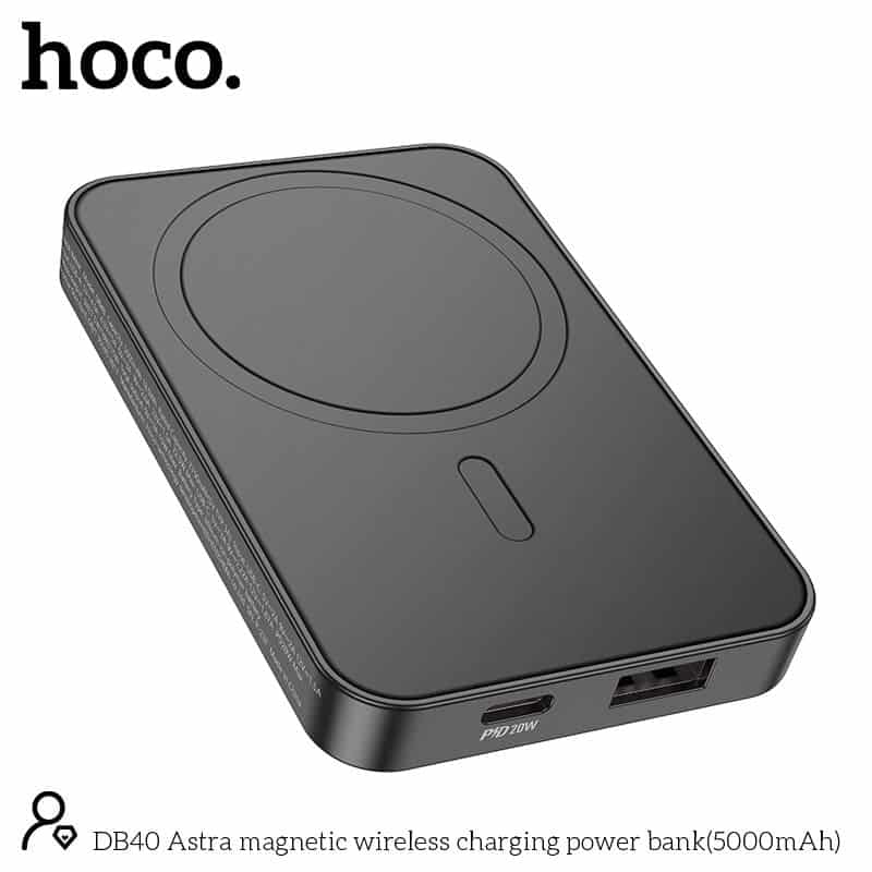 Hoco DB40 Astra Magsafe Wireless Charging Power Bank (5000mAh) Black - Image 4