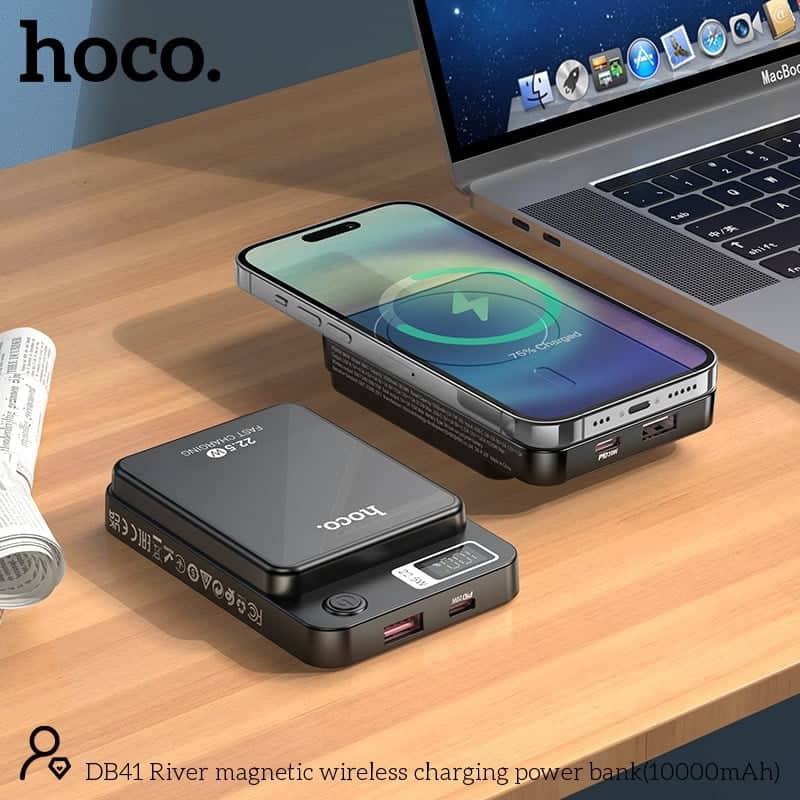 Hoco DB41 River Magsafe Wireless Charging Power Bank (10000mAh) Black - Image 3
