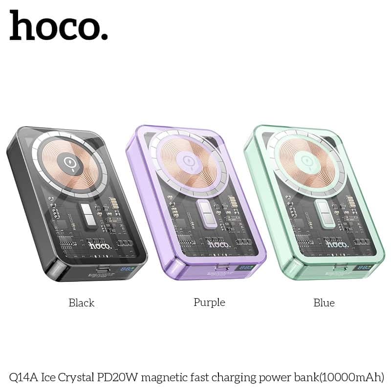 Hoco Q14A Ice Crystal PD20W Magnetic Fast Charging Power Bank(10000mAh) Black - Image 2