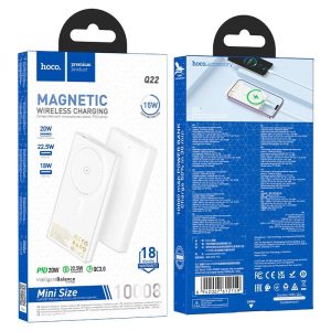 Hoco Q22 Taurus (22.5W+PD20W) Magnetic Magsafe Power Bank with Digital Display(10000mAh) White