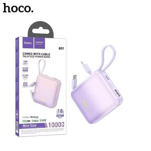 Hoco Q23 Blade (22.5W+PD20W) (Type-C & Lightning) Cable Built In Power Bank with Cable(10000mAh) Purple