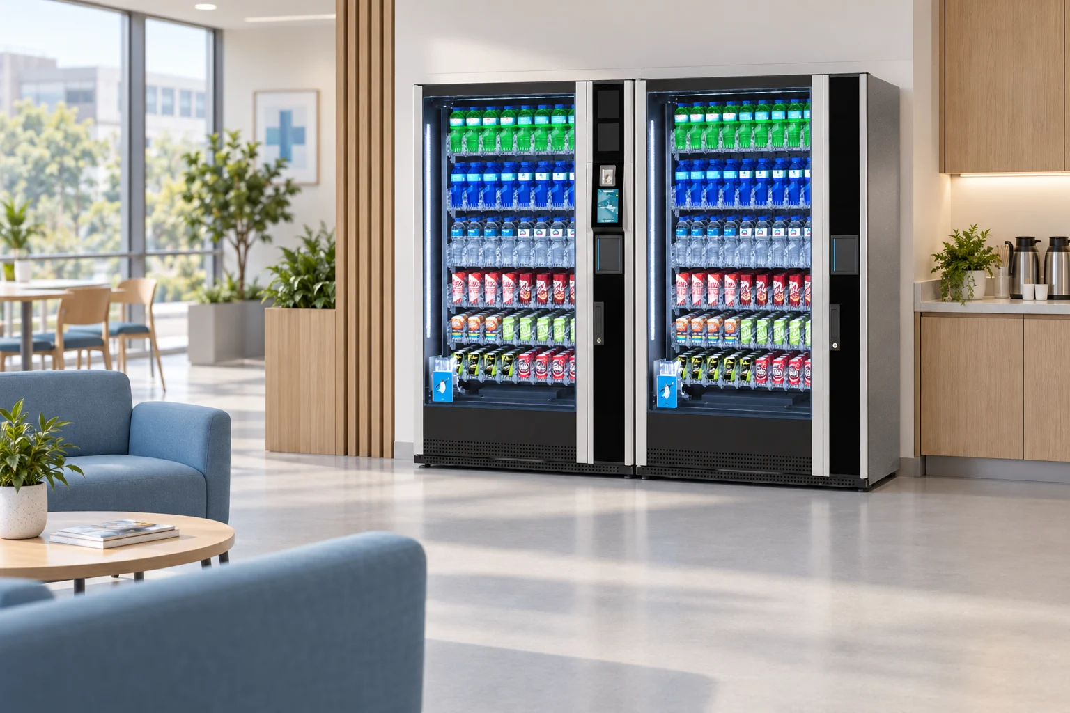 A G-Drink Touch master beside a connectable drinks cabinet