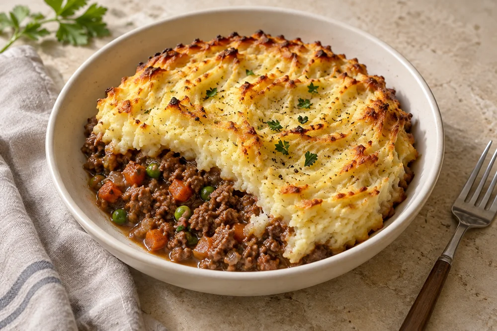 Halal Shepherd’s Pie — AI serving suggestion