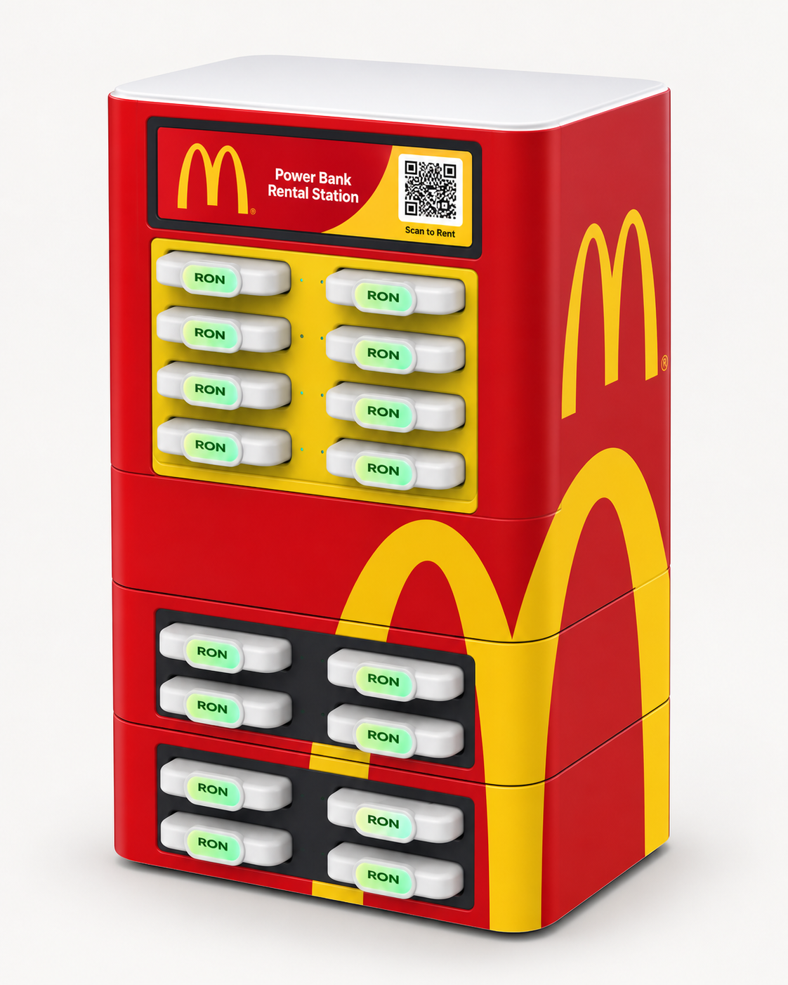 RON · McDonald’s power bank station branding mockup based on the product range