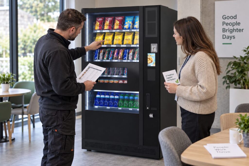Operator and site contact review an authorised vending price update