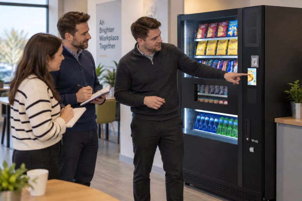 Workplace operators attend a practical vending training session