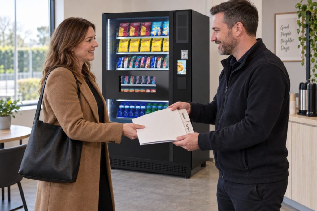 Buyer receives operating documents beside used vending equipment